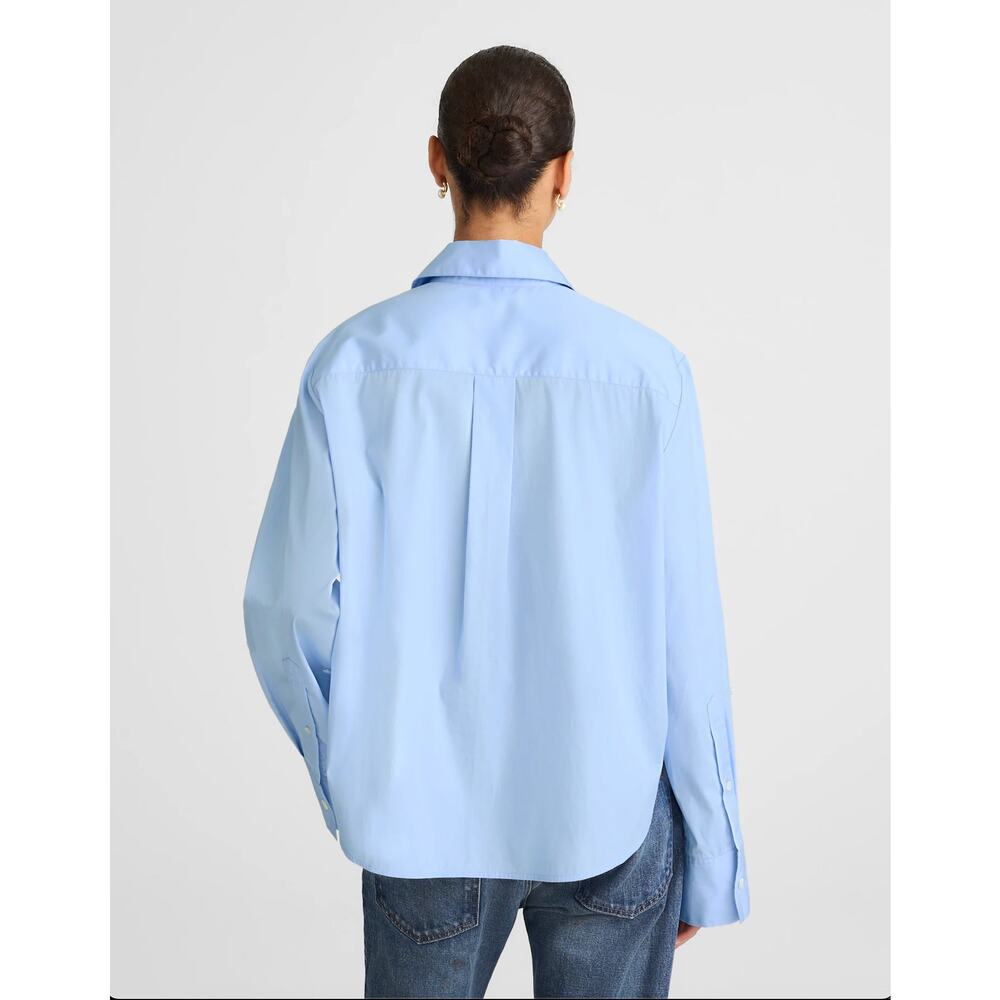 Madewell Easy Y-Neck Button-Up Shirt Peri Blue Size XL NWT - Picture 4 of 15